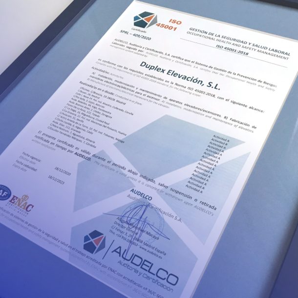 certificado iso 45001 de audelco