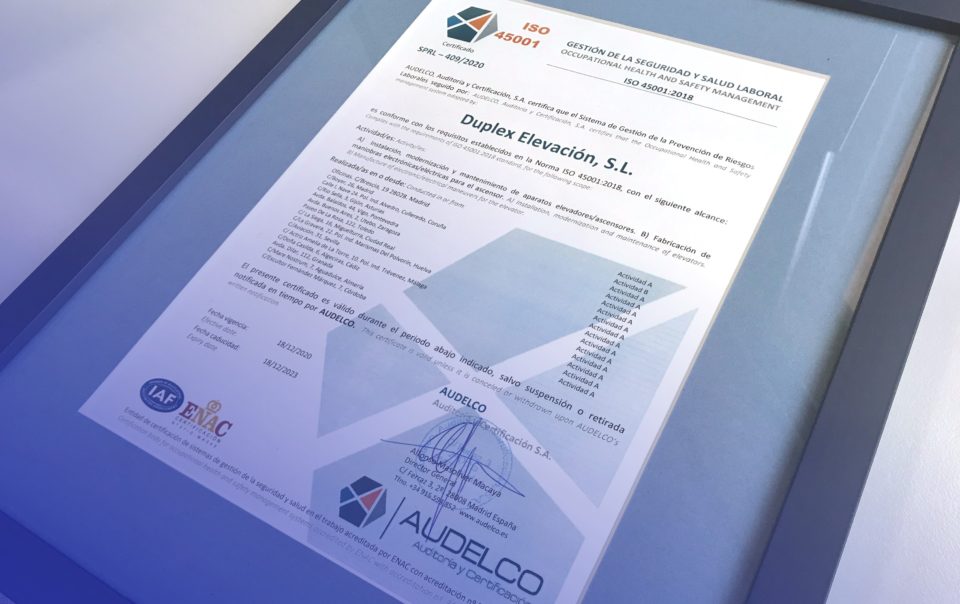 certificado iso 45001 de audelco