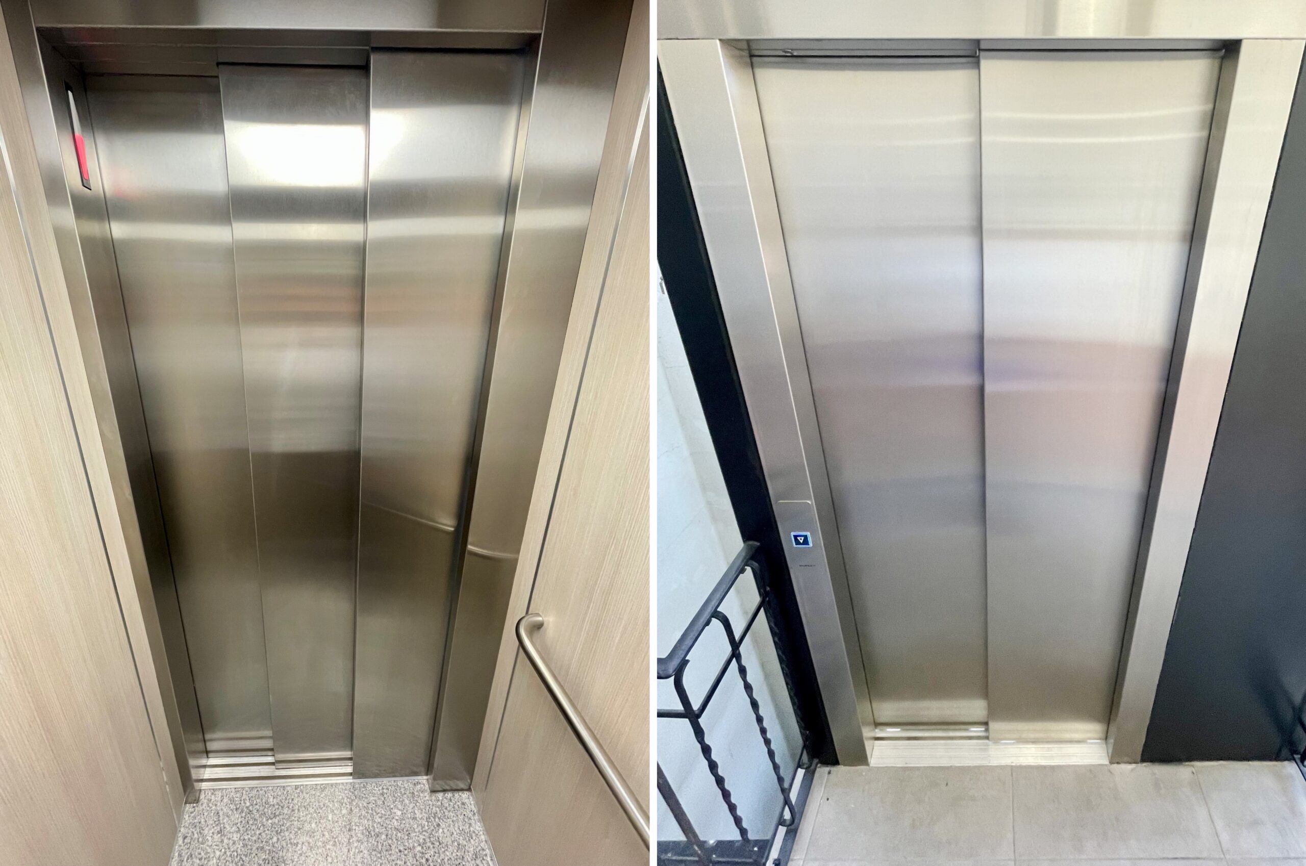 Ejemplos de puertas de cabina y puertas de rellano de ascensores